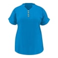 thumbnail image 6 of UQJfacai Womens Summer Henley Shirts Plus Size Textured Button V Neck Short Sleeve Tunic Tops Dressy Casual Blouses XL-5XL, 6 of 6