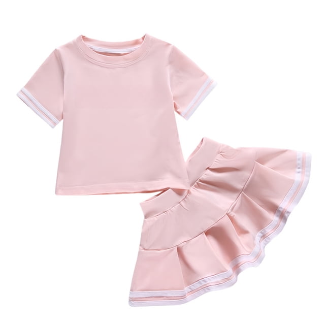 Zecgelong Toddler Baby Girls Spring Summer Solid Short Sleeve Short Skirt Spring Summer Outfits Clothes Girls Animal Print Sets