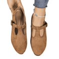 thumbnail image 5 of Willtoo Women Vintage T-Strap Faux Suede Wedge Flats Adjustable Buckle Low Heel Mary Jane Shoes Soft Non-Slip Retro Casual Walking Shoes, 5 of 6