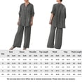 thumbnail image 2 of Camisa Conjunto de pantalones sueltos de lino y algodón de 2 piezas con camisa y pantalones lisos con solapa para mujer (Gris L) Kuymtek Gris T L para Mujer, 2 of 6