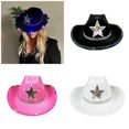 thumbnail image 2 of Bride Cowboy Hats Light up Panama Hat for Disco House Cocktail Parties Vacation Sparkly Light up for Comedian rose red, 2 of 5