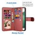 thumbnail image 3 of TakFox For Samsung Galaxy S22 /S22 Plus Wallet Case,[9 Card Slots] PU Leather ID Credit Holder Folio Flip [Detachable] Kickstand Magnetic Phone Cover,Red, 3 of 7