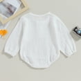 thumbnail image 3 of Okbabeha Baby Boys Bubble Romper 0 3 6 9 12 18Months Solid Crew Neck Linen Button Long Sleeve Onesie Fall Jumpsuit Clothes, 3 of 7