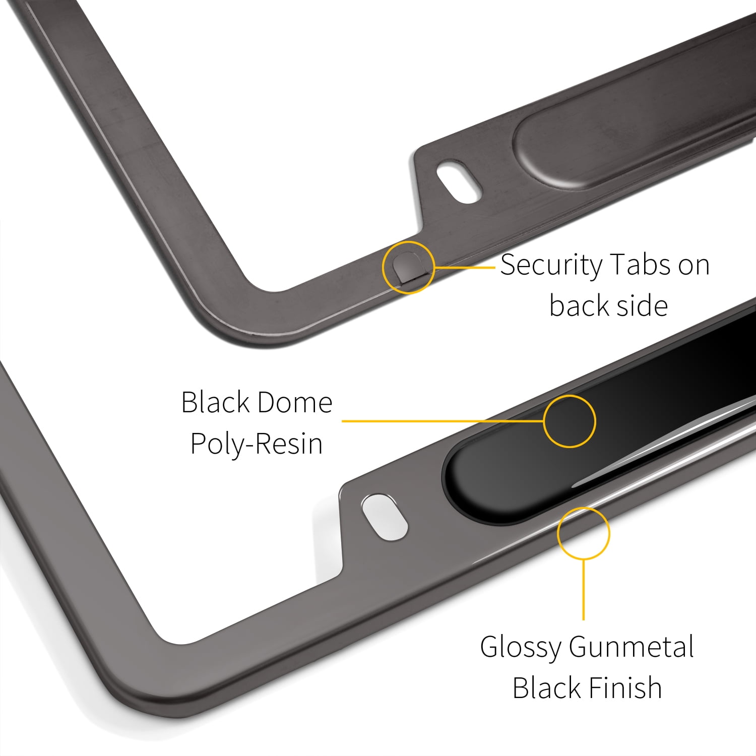 iPick Image for Ford Mustang 350 GT Black Insert Gunmetal Chrome Stainless Steel License Plate Frame, Official Licensed