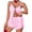 Pink, variant on Satin Silk Pajamas Set Sexy Tie Open Front Lingerie Pjs Lace Trim Cami Tops and Shorts Sleepwear