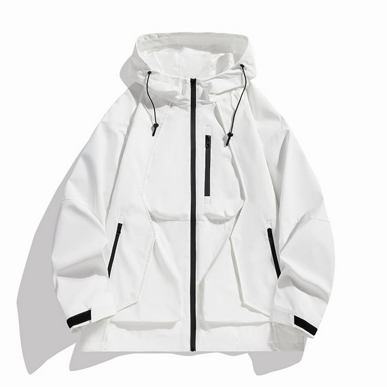 Windbreaker Men Fashion Casual Solid Color Pockets Zipper Jacket