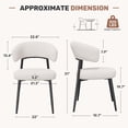 thumbnail image 2 of Hawsaiy Dining Chairs Set of 2, Mid Century Modern Boucle Upholstered Dining Chairs with Curved Backrest, Kitchen Dining Room Chairs with Black Metal Legs, White, 2 of 8