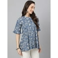 thumbnail image 6 of Janasya Indian Women's Blue Cotton Floral Print Flared Top, 6 of 8