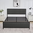 thumbnail image 3 of Taomika Queen Size Modern Faux Leather Upholstered Platform Bed, Grey Bed Frame, 3 of 7