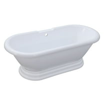 Aqua Eden VTPE672824PBA 67" Acrylic Oval Double Ended Pedestal Tub (No Faucet Drillings), Glossy White