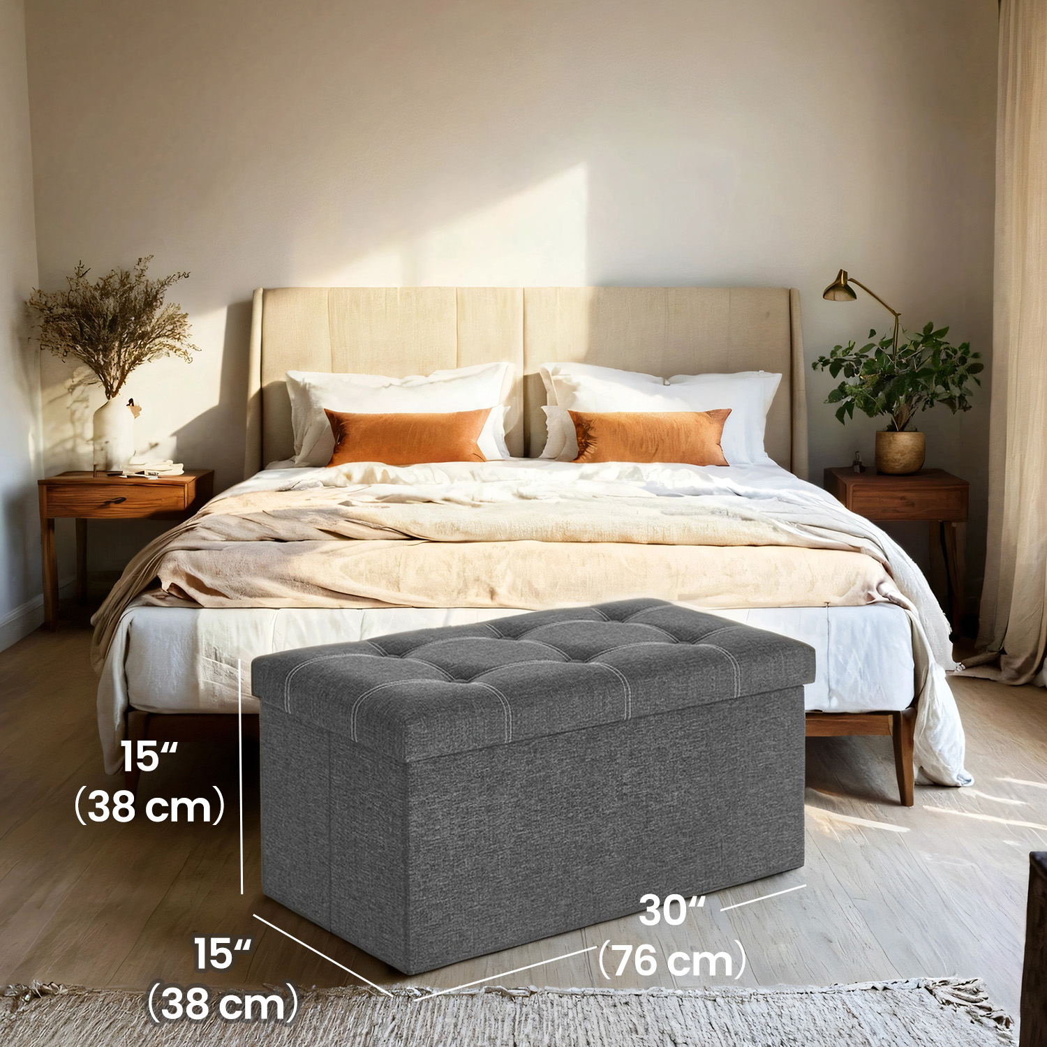 Ledrem Storage Ottoman Foldable, 21-Gallon, Dark Gray photo 6