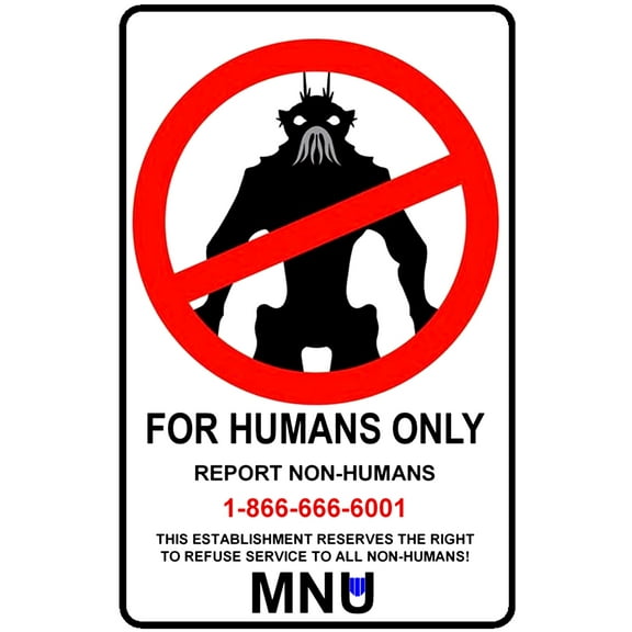 Humans Only Sign Sticker - Aliens Not Allowed