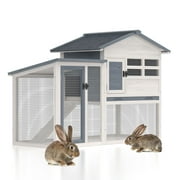 GOJOOASIS Rabbit Hutch Indoor, Chicken Coop Outdoor with Waterproof Roof & Running Cage Large Bunny Cage with Ramp & Removable Tray 2 Story