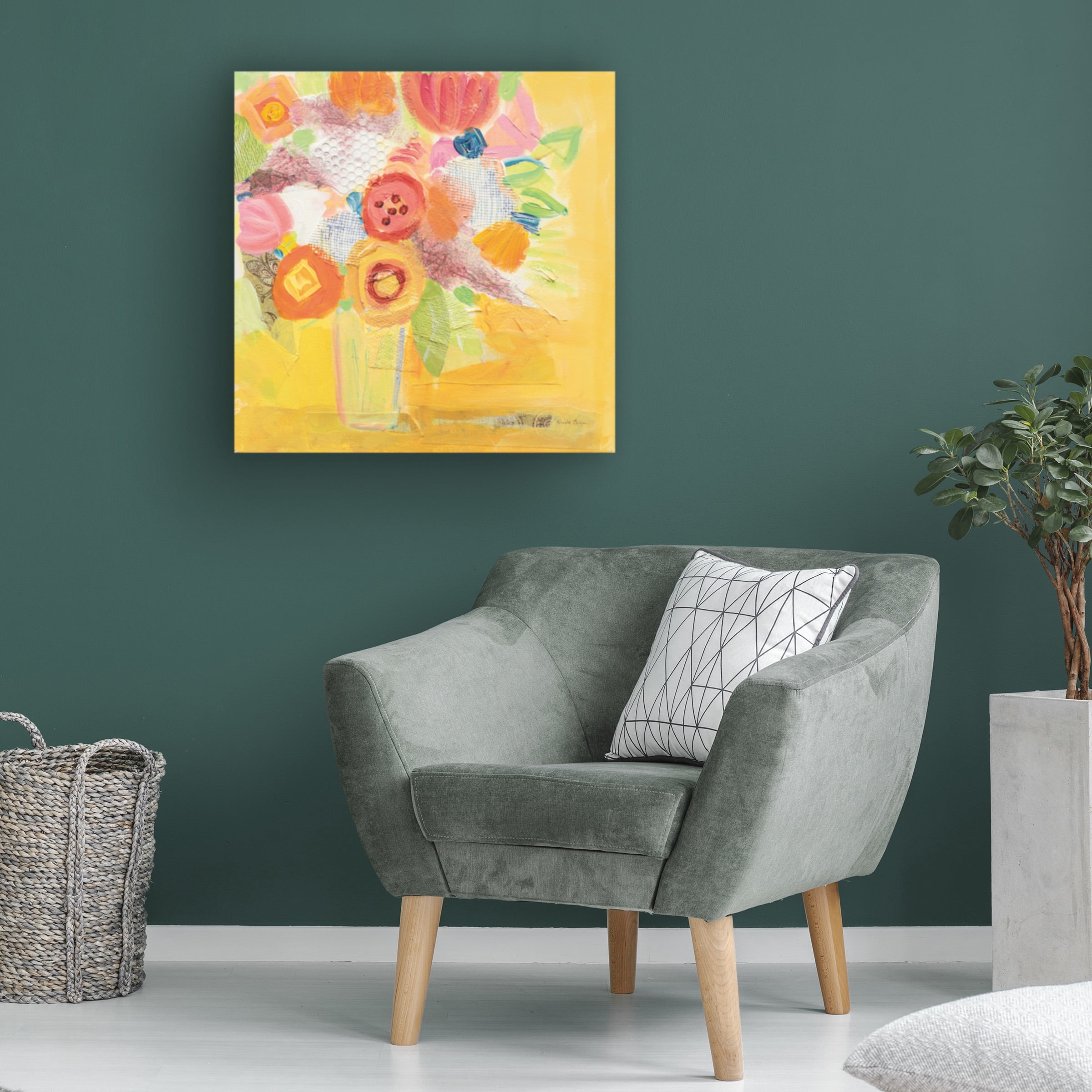 Farida Zaman 'Misty Yellow Floral' Canvas Art