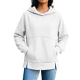 thumbnail image 3 of Falkdiz Loose Sweatshirts for Women Winter Pocket Pullover Hooded Workout Solid Color Travel Casual Womens Hoodies, 3 of 7