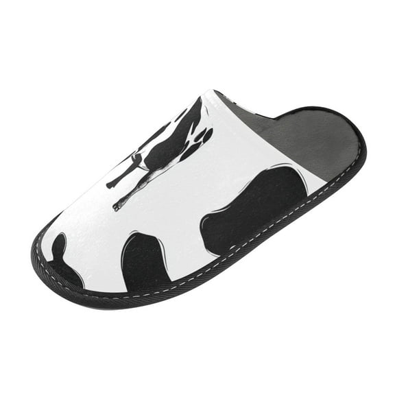 IAUYY Memory Foam House Slippers Suitable for Both Men and Women. Comfortable, Anti-Slip Plush Flat-Bottomed Slippers The Best Holiday Gift Black and White Cow