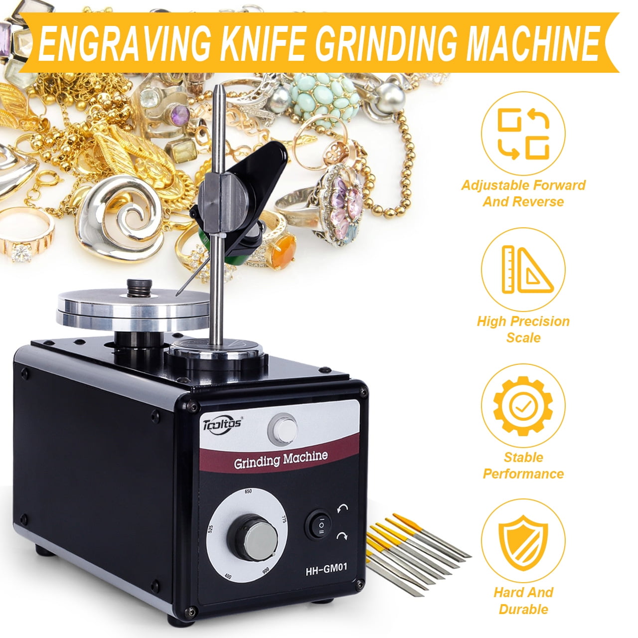 TOOLTOS Jewelry Electric Grinder Small Micro-Setting Spatula Tip Multi-angle Engraving and Grinding Machine