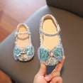 thumbnail image 2 of Hessimy Toddler Girls Flats Mary Jane Flower Girl Dress Shoes School Wedding Party Shoes Low Heels Glitter Flower Party Wedding Footwear sandals school (Blue,13.5), 2 of 4