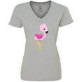 thumbnail image 3 of Inktastic Cute Flamingo, Baby Flamingo, Pink Flamingo, Bird Women's V-Neck T-Shirt, 3 of 5