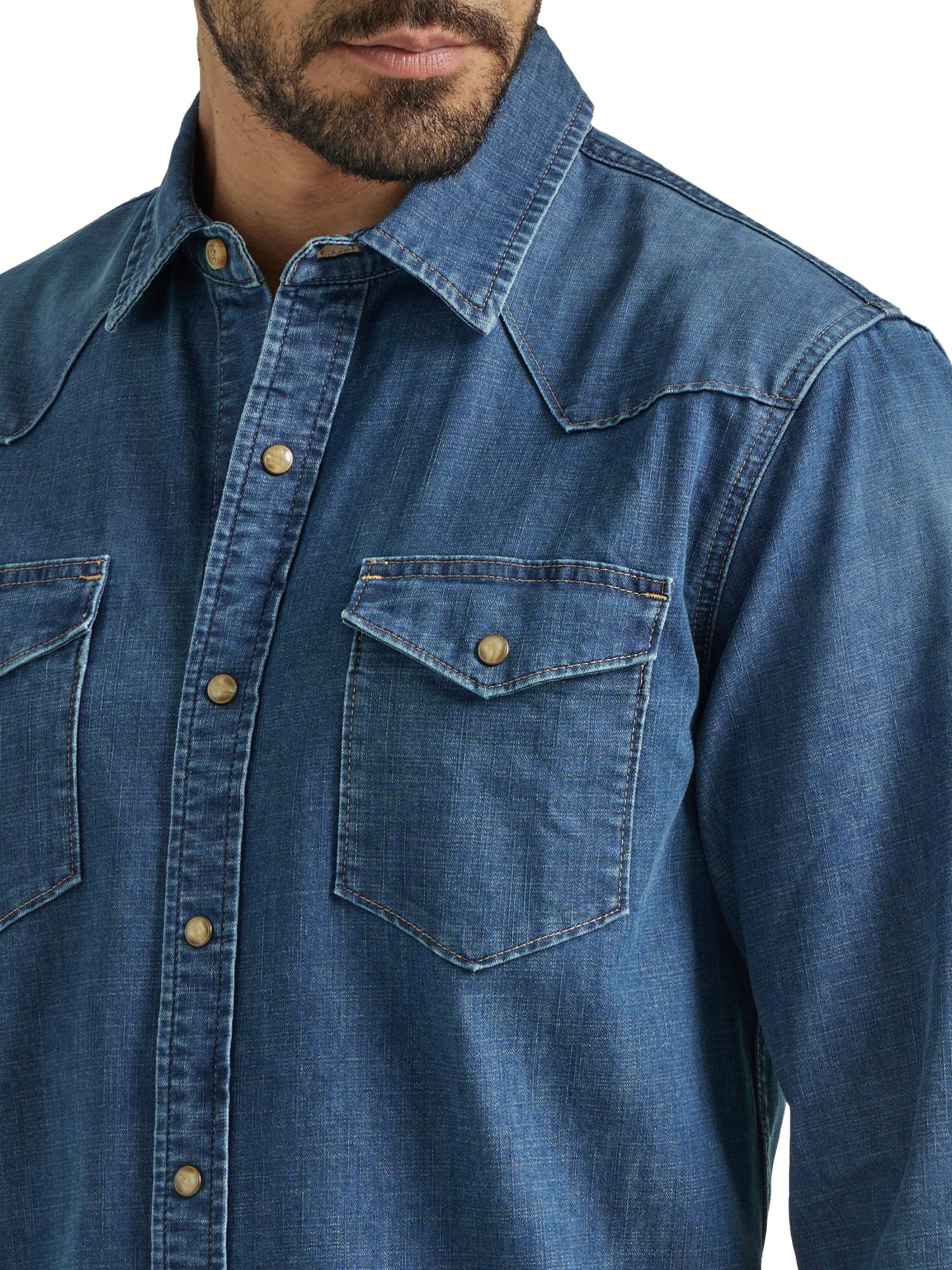Wrangler denim shop shirts walmart