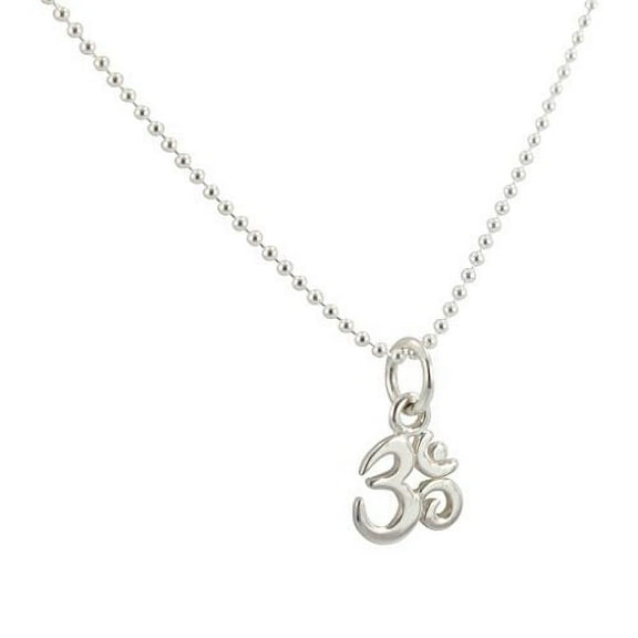 Tiny Aum / Om Necklace on Sterling Silver 1mm Bead Chain, #6837 (16 Inches)