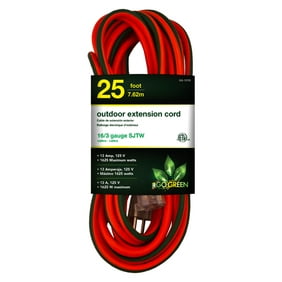GoGreen Power GG-13725 16/3 25’ SJTW Outdoor Extension Cord, Lighted End, 25 Ft