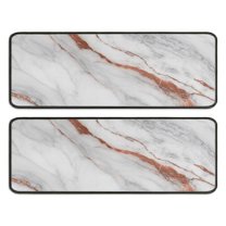Kitchen Rugs Sets Of 2,White Rose Gold Marble Anti Fatigue Kitchen Mat Rugs Non Slip Washable,Decorative Kitchen Floor Mats for Kitchen,Sink,Laundry,17"x47" 17"x47"