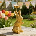 thumbnail image 4 of Tyidzon Easter Bunny Candle Holder, 7.8" Gold Alloy Rabbit Figurine Candlestick, Festival Candle Holder for Easter Table Centerpiece Mantel Home Decor, 4 of 7