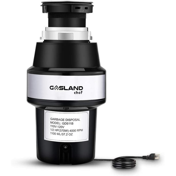 GASLAND Chef GD511B 1/2 HP Garbage Disposal with Power Cord, Universal