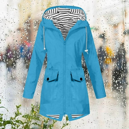 Sriper Women s Waterproof Rain Jacket with Detachable Hood Windproof Outdoor Hiking Coat Lightweight Rain Gear for Trekking Plus Size Trench Coats Chamarras Para Mujer for All Seasons Blue M Sriper Women s Waterproof Rain Jacket with Detachable Hood Windproof Outdoor Hiking Coat Lightweight Rain Gear for Trekking Plus Size Trench Coats Chamarras Para Mujer for All Seasons Blue M