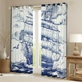 thumbnail image 2 of Erosebridal Sailing Boat Curtains Pack of 2 (52Wx63L),Marine Nautical 30%-50% Blackout Curtains for Bedroom,Ocean Decoration, 2 of 6