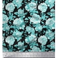 thumbnail image 1 of Soimoi Moss Georgette Fabric Leaves & Rose Flower Fabric Prints By Yard 42 Inch Wide, 1 of 3