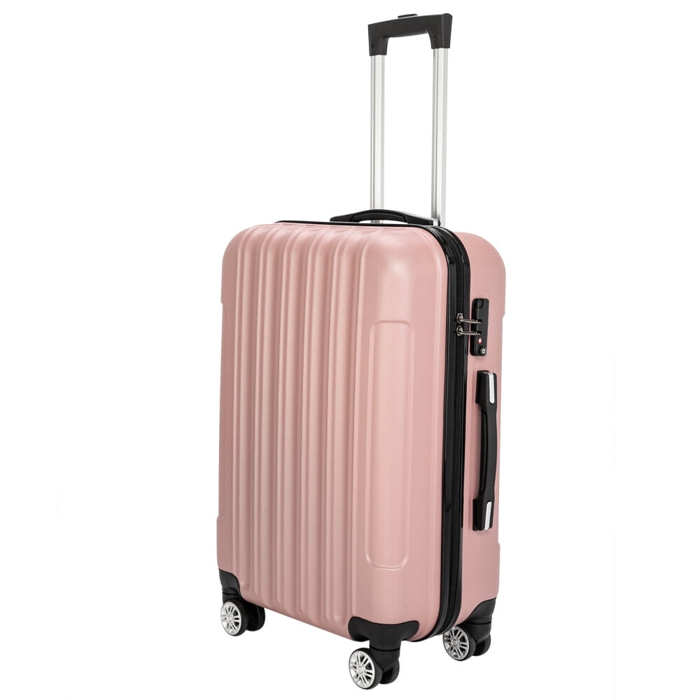 3-in-1 Lightweight Large Capacity Rose Gold Luggage Set (20" Carry-On, 24", 28" Checked Bags) | Durable ABS Hardshell Spinner Suitcases with 360° Wheels - 3 Piece Set