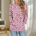 thumbnail image 2 of Long Fleece Hoodies for Women Color Block Striped Pullover Sweatshirt with Front Pocket Drawstring Hooded Tops (S, Pink|Dots), 2 of 6