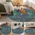thumbnail image 5 of Coastal Teal Green Round Area Rug 3.3 FT, Non Slip Small Entryway Kitchen Mat, Modern Ocean Mermaid Scales Washable Soft Circular Rug Non-Shedding Door Mat for Bathroom Playroom Kids Room, 5 of 9