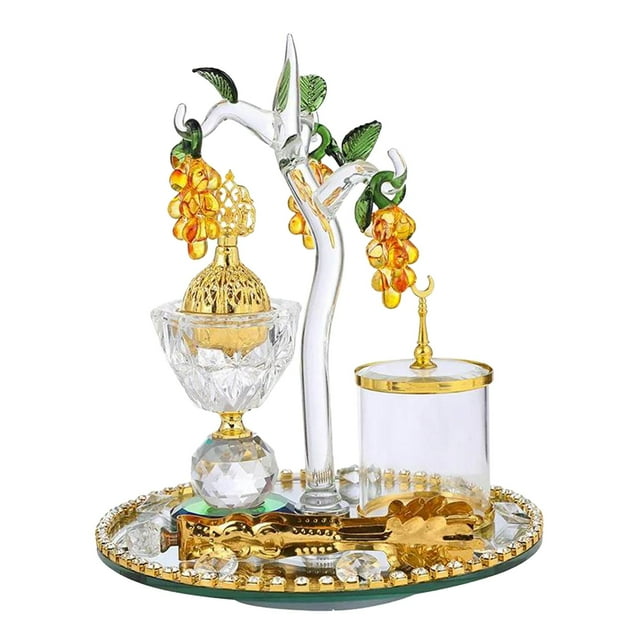 jifeng Arabian Incense Burner Set Decor with Incense Storage Jar SPA Bakhoor Burner