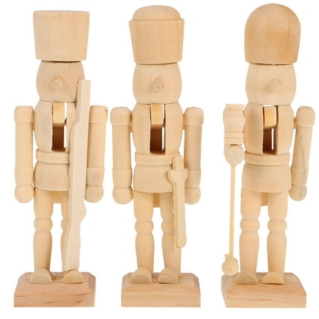 Set of 3 Wooden Nutcracker Soldier Christmas Ornaments with Assorted Patterns, Festive Holiday Decorations for Tree and Home