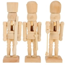Set of 3 Wooden Nutcracker Soldier Christmas Ornaments with Assorted Patterns, Festive Holiday Decorations for Tree and Home