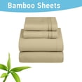 thumbnail image 2 of Comfylife Twin/Twin XL Bed Sheet Set, Bamboo Derived Rayon, Deep Pockets, Moisture Wicking, No Fading, Softer Than Cotton - 3 Pieces , Beige, 2 of 5