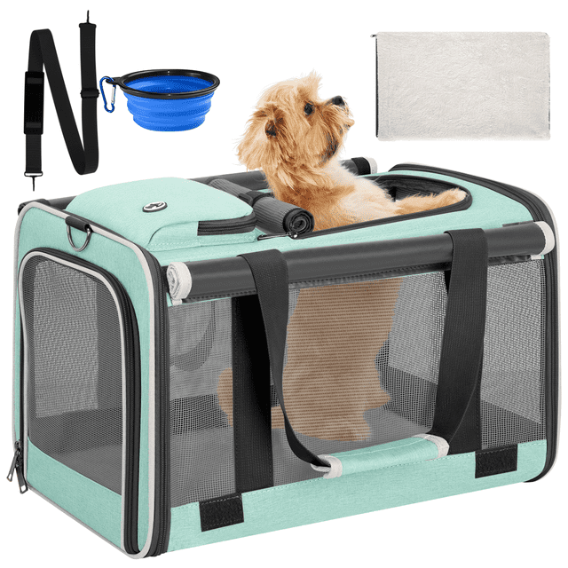 CshidWorld Transportadoras para Gatos Grandes de hasta 25 Lb, Transportadora Grande para Gatos con un Tazón, Transportadora de Lados Suaves con 2 Persianas Enrollables Laterales para Mascotas, Gatito