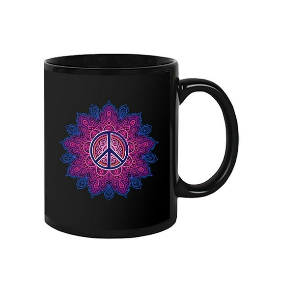 Peace Symbol Over Mandala Mug  -Image by Shutterstock,