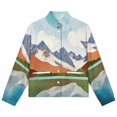thumbnail image 4 of Jackets for Women Winter Coat Jackets Flannel Stand Collar Jacket(Mountain Reflection Art Print,Size:S-4XL), 4 of 7