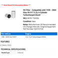 thumbnail image 2 of Oil Filter - Compatible with 1998 - 2004 Hino FA1517 5.3L 4-Cylinder Turbocharged Diesel 1999 2000 2001 2002 2003, 2 of 2