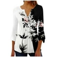 thumbnail image 2 of White Womens Blouses Summer Tops for Women 2025 Trendy Boho Floral Print Tunic Shirts 7 Sleeve V Neck Tshirt Casual Loose Blouse Ladies Tops and Blouses, 2 of 5