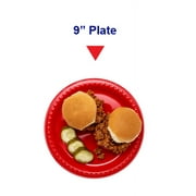 Great Value Disposable Plastic Party Plates, Red, 9 in, 50 Count