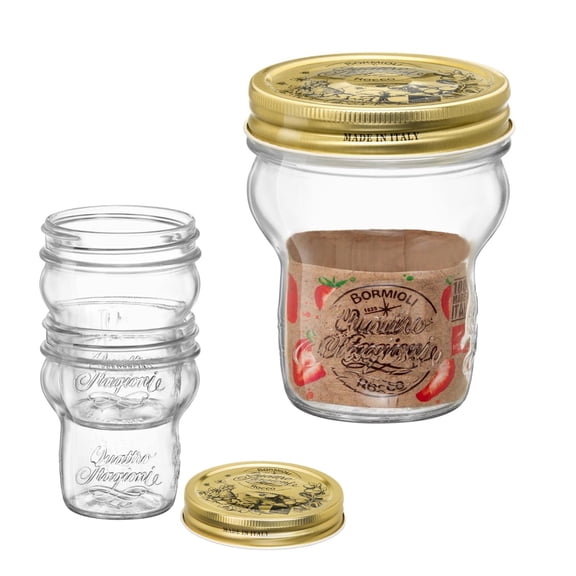 Bormioli Rocco Quattro Stagioni Stacking Jar - 9.25 Oz Glass Jar - Nestable & Stackable, Wide‑Mouth for Canning, Serving & Storing - Dishwasher & Freezer‑Safe Glass Container, Made in Italy