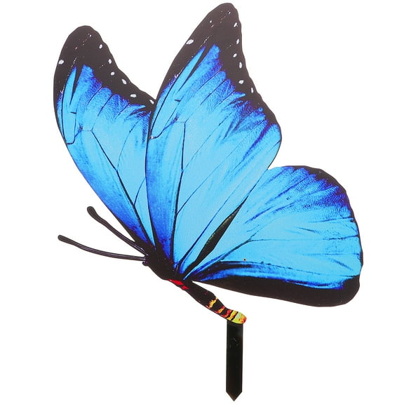Raindrops Blue Acrylic Butterflies Garden Stake Decor for Patio Decoration Lifelike Insect Craft 4.3 Inches