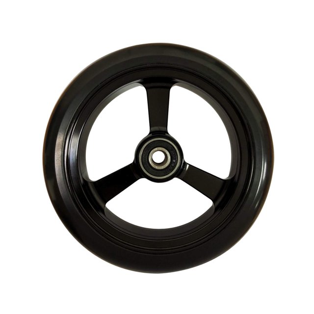 RIANTWHEEL , 5.0 X 1.0 Pouces, Roues en PU, Roulettes de Fauteuil Roulant, Jante en Aluminium, une Paire (Noir)