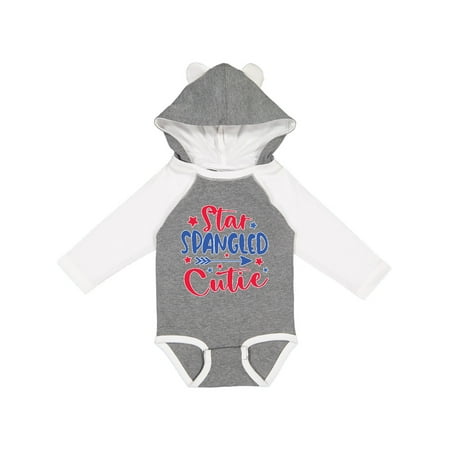 

Inktastic 4th of July Star Spangled Cutie with Blue and Red Stars Gift Baby Boy or Baby Girl Long Sleeve Bodysuit
