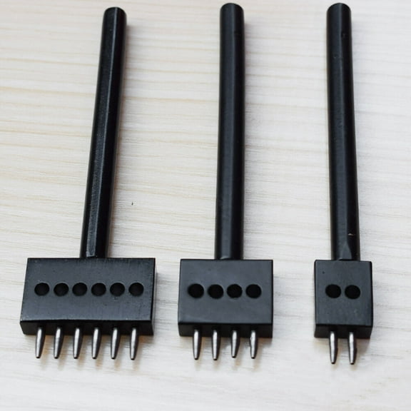 FRCOLOR Black Leather Hole Punch Tool with High Strength Steel for DIY Sewing Supplies 4MM Interval